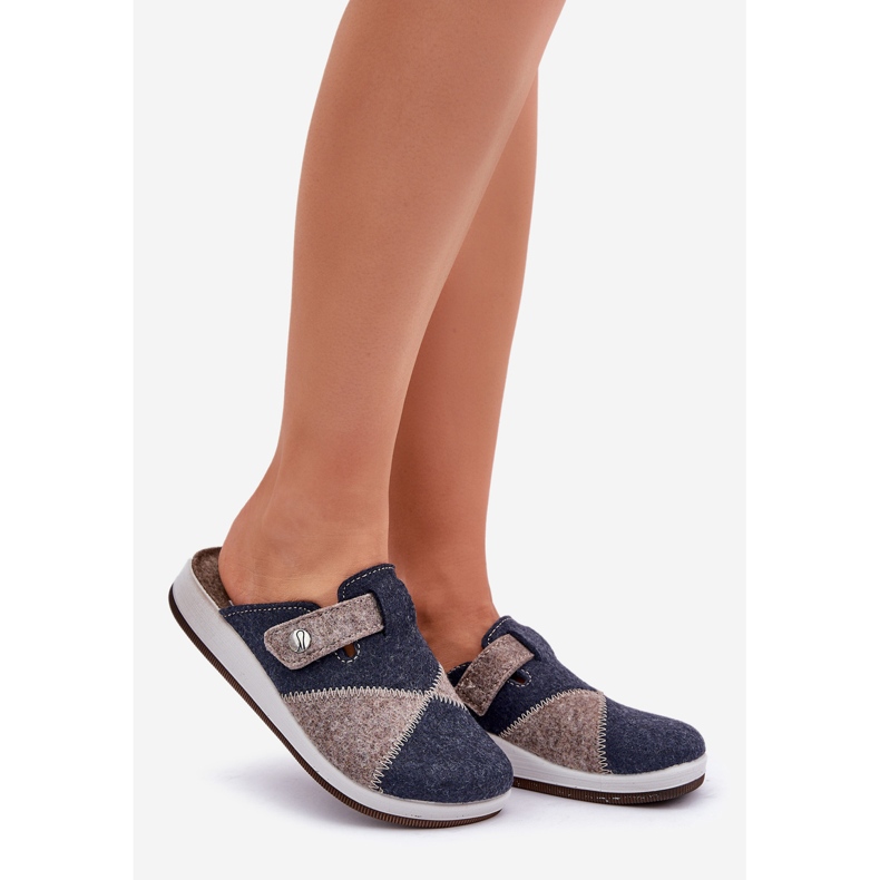 Inblu Pantuflas Preventivas Mujer, Gris y Azul Marino 1