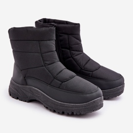 Botas de nieve para hombre con cremallera, forradas con pelo, negro 1