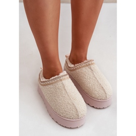 Botas de nieve con plataforma para mujer con bordado, beige claro 3