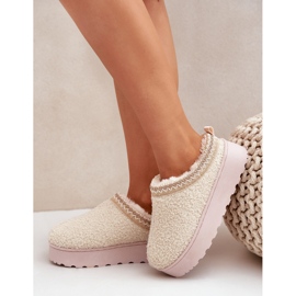 Botas de nieve con plataforma para mujer con bordado, beige claro 5