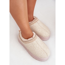 Botas de nieve con plataforma para mujer con bordado, beige claro 7