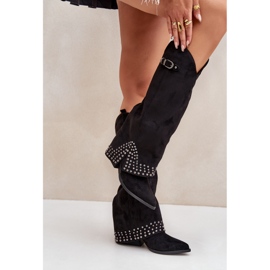 Botas con parte superior vuelta sobre el tacón, negro 8