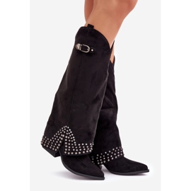 Botas con parte superior vuelta sobre el tacón, negro 1