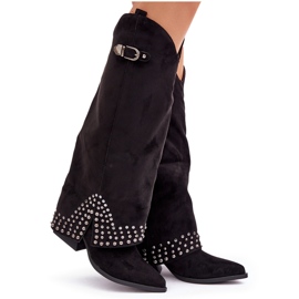 Botas con parte superior vuelta sobre el tacón, negro 13
