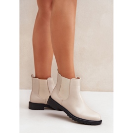 Botas Chelsea de mujer con tacón plano, beige 3