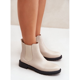 Botas Chelsea de mujer con tacón plano, beige 6