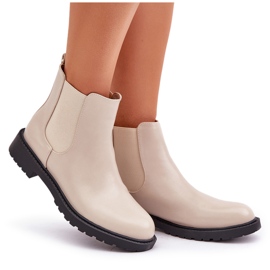 Botas Chelsea de mujer con tacón plano, beige 10
