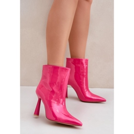 Botines slip-on de tacón alto de charol, Fucsia rosado 2