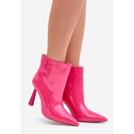 Botines slip-on de tacón alto de charol, Fucsia rosa 1