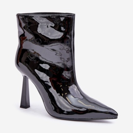 Botines negros sin cordones de charol 4