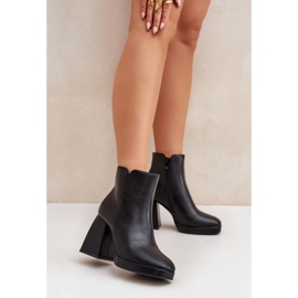 Botines Tacón Alto Piel Ecológica Negros 2