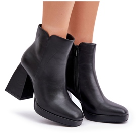Botines Tacón Alto Piel Ecológica Negros 7