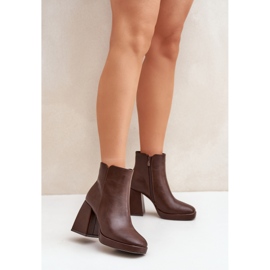 Botines Tacón Piel Ecológica, Marrón Oscuro Selarae 2