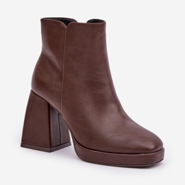 Botines Tacón Piel Ecológica, Marrón Oscuro Selarae 4