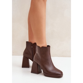 Botines Tacón Piel Ecológica, Marrón Oscuro Selarae 3