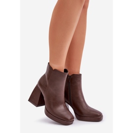 Botines Tacón Piel Ecológica, Marrón Oscuro Selarae 1