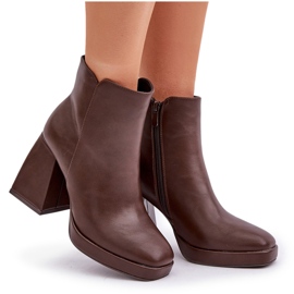 Botines Tacón Piel Ecológica, Marrón Oscuro Selarae 9