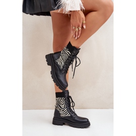 Botas Obreras De Mujer Con Calcetín De Cebra, Negro 5