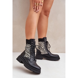 Botas Obreras De Mujer Con Calcetín De Cebra, Negro 2