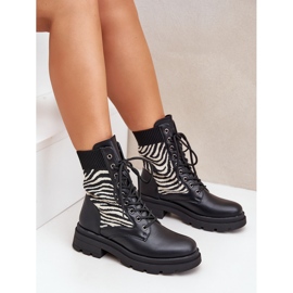 Botas Obreras De Mujer Con Calcetín De Cebra, Negro 9