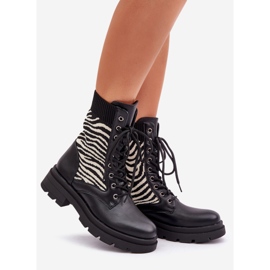 Botas Obreras De Mujer Con Calcetín De Cebra, Negro 1