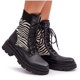 Botas Obreras De Mujer Con Calcetín De Cebra, Negro 10
