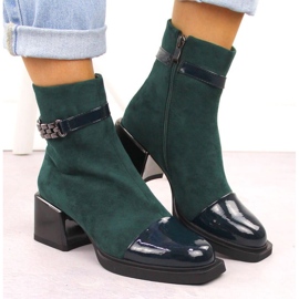 Botines D&amp;A S.Barski con tacón decorativo Colección Premium W MR880-018 OLI269B verde 7