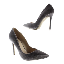 Increíbles tacones de terciopelo gris 4