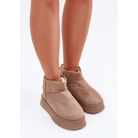 Botas de nieve con plataforma de ante ecológico, beige oscuro 6