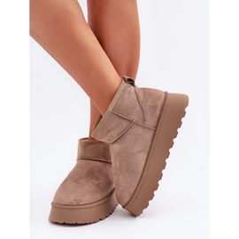 Botas de nieve con plataforma de ante ecológico, beige oscuro 7