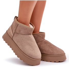 Botas de nieve con plataforma de ante ecológico, beige oscuro 8