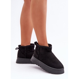 Botas de nieve con plataforma de ante ecológico negro 6