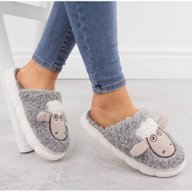 Pantuflas Filippo de piel con oveja DK6683 PAW577A gris 5