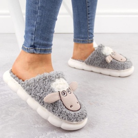 Pantuflas Filippo de piel con oveja DK6683 PAW577A gris 7
