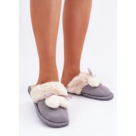 Pantuflas De Mujer Con Pelo, Gris 2 Pantuflas De Mujer Con Pelo, Gris 2