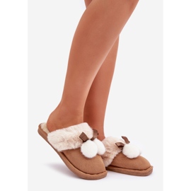 Pantuflas de mujer con pelo de camello beige 1 Pantuflas de mujer con pelo de camello beige 1