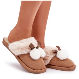 Pantuflas de mujer con pelo de camello beige 7