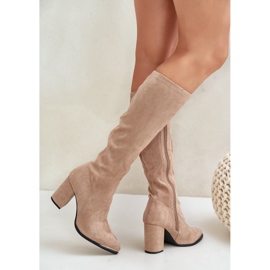 Bestelle Botas de ante ecológico con tacón cuadrado, beige 3