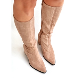 Bestelle Botas de ante ecológico con tacón cuadrado, beige 2