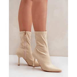 Botines mujer tacón beige 2