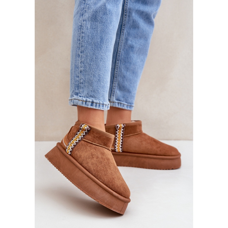 Botas de nieve mujer con plataforma en ante marrón 1