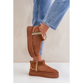 Botas de nieve mujer con plataforma en ante marrón 2