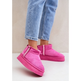 Botas de nieve mujer con plataforma en ante rosa rosado 1 Botas de nieve mujer con plataforma en ante rosa rosado 1