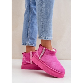 Botas de nieve mujer con plataforma en ante rosa rosado 2
