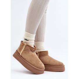 Botas de nieve con plataforma para mujer, ante, marrón claro 1