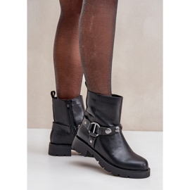 Botas de tacón plano de mujer negras negro 2
