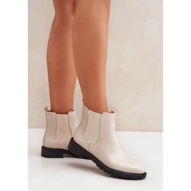 Botas Chelsea de mujer en color beige con tacón plano 2
