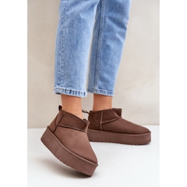 Botas de nieve mujer con plataforma en ante marrón 1