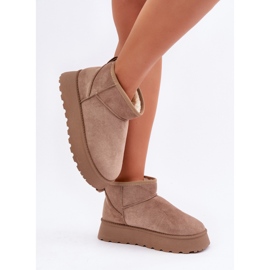 Botas de nieve con plataforma para mujer, ante beige. 2