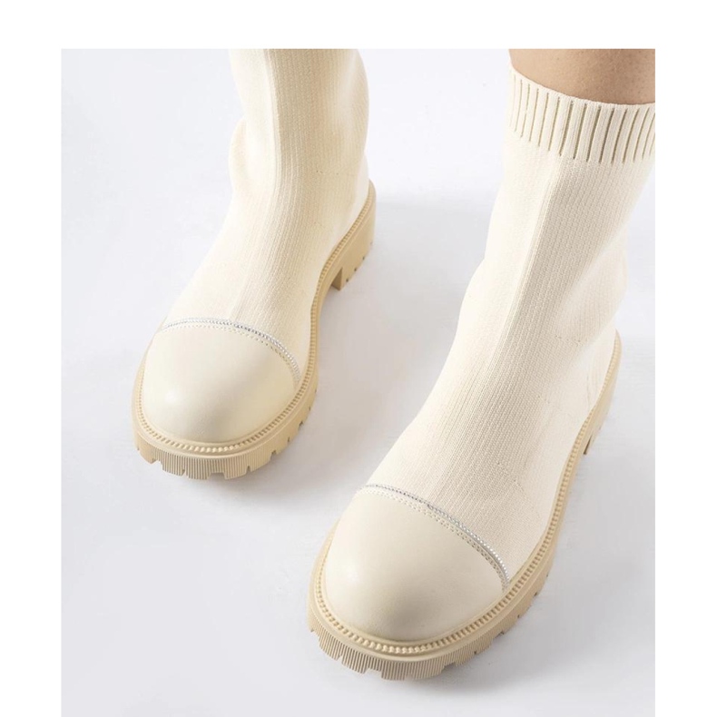 Botines calcetín beige con pedrería Vail - Solea 1 Botines calcetín beige con pedrería Vail - Solea 1